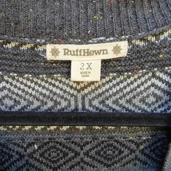 Ruff Hewn 25% Wool Full Zip Striped Sweater Jacket Plus Size 2x - Picture 3 of 4